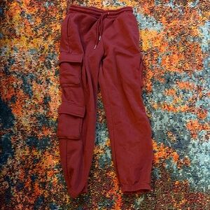 Burgundy Cargo Jogger Pants